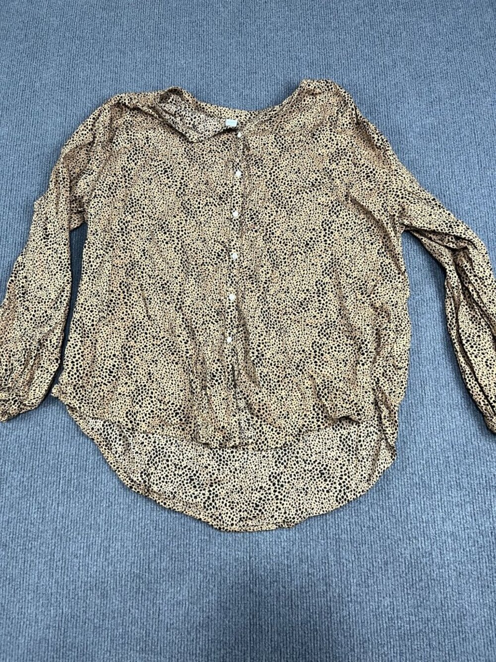 Old Navy Womens Brown Animal Print Button-Down Long-Sleeve Blouse Size M